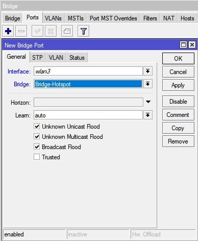 Настройка MikroTik Hotspot, добавление виртуального интерфейса wlan 2,4 в Bridge-Hotspot